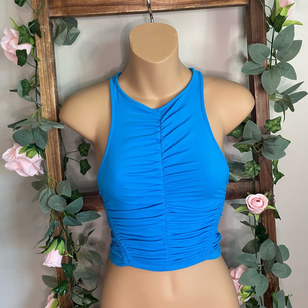 Zara Front & Back Ruched Cropped Top NWT Size Small